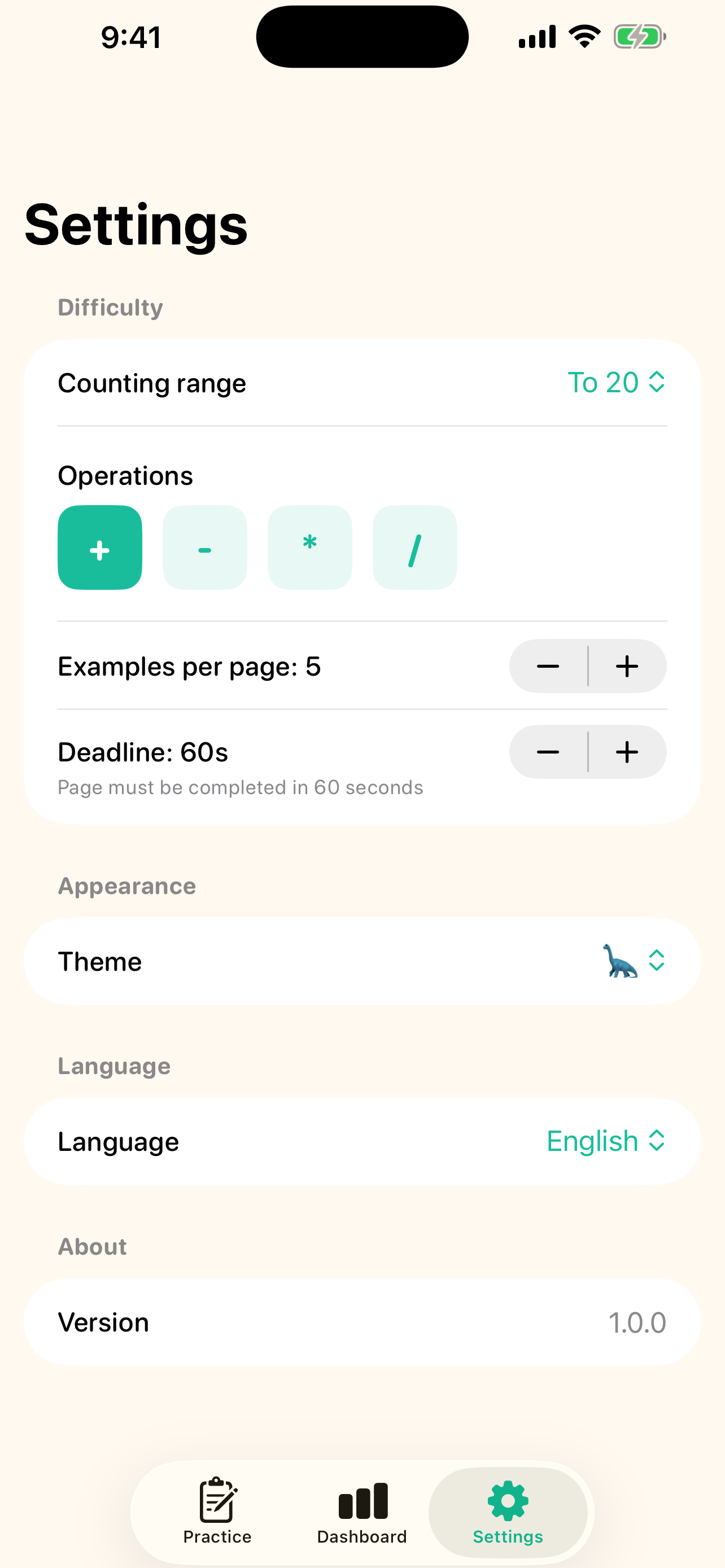 App settings and customization